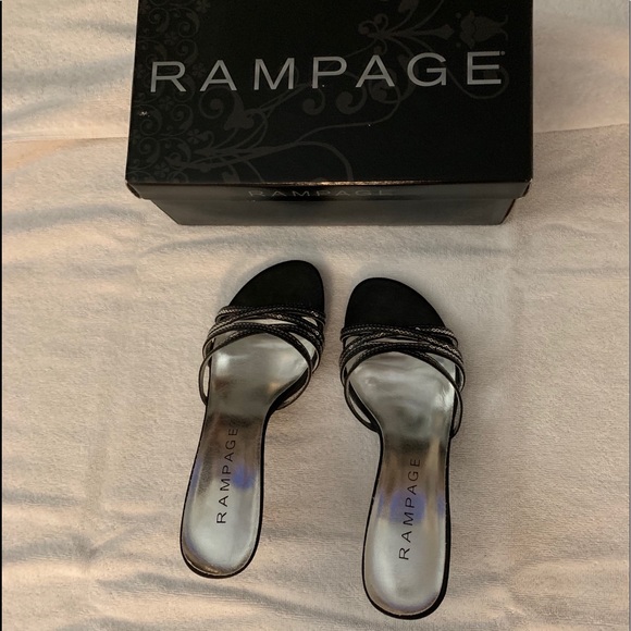 “RAMPAGE”🌹SUPER SEXY🖤 BLACK W/RHINESTONES HEELS - Picture 3 of 12